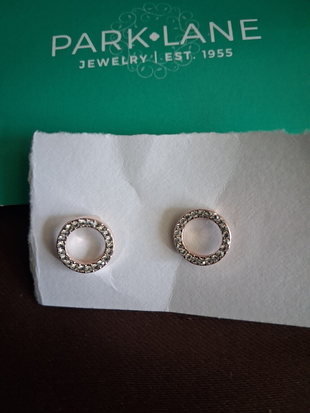 Park Lane Silver-Tone Crystal Circle Stud Earrings with Turquoise Card